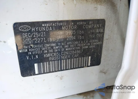 2022 Hyundai Ioniq Hybrid Blue из США, поврежденный, VIN KMHC65LC2NU284967